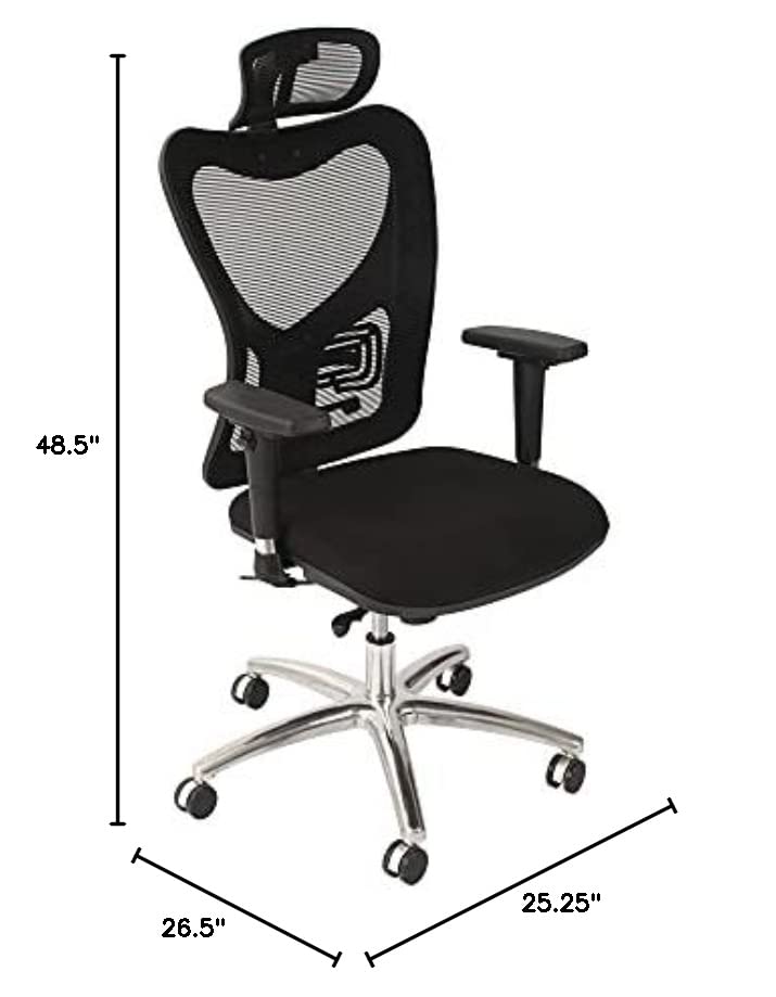 CangLong Adjustable Office Chair with Lumbar Support and Rollerblade Wheels High Back with Breathable Mesh - Adjustable Headrest, Black