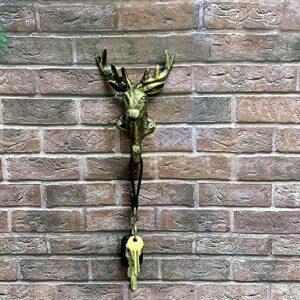 Set of 2 Cast Iron Heavy Duty Rustic Vintage Finish Deer Head Decorative Key Coat Towel Wall Hook Vintage Metal Wall Mounted Decorative Wall Hanger Nature Lovers Gift Idea (Deer Head)