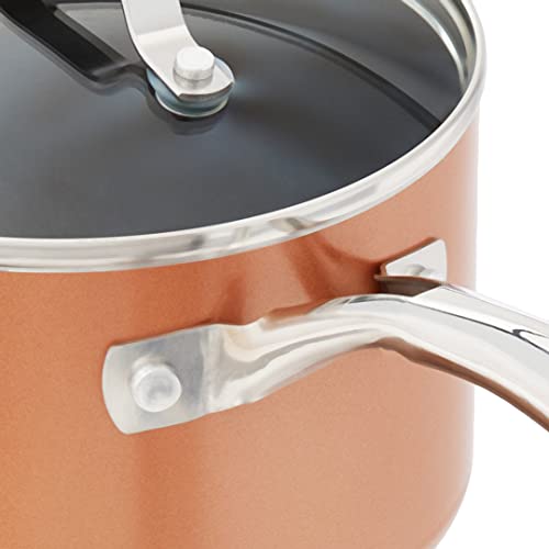 Gotham Steel Copper Cast 5 Piece Cookware, Pots and Pan Set with Triple Coated Nonstick Copper Surface & Aluminum Composition for Even Heating, 100% Non-Toxic, Oven, Stovetop & Dishwasher Safe