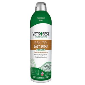 vet's best flea and tick home spray - dog flea and tick treatment for home - plant-based formula - certified natural oils - 14 oz
