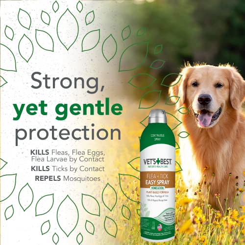 Vet's Best Flea and Tick Home Spray - Dog Flea and Tick Treatment for Home - Plant-Based Formula - Certified Natural Oils - 14 oz