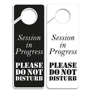business design session in progress please do not disturb sign, 2 pack, double sided, ideal for offices, online sessions and meetings, online classes, home offices, recording, clinic, therapy