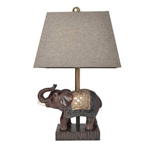 elegant designs lt3305-bwn festive elephant table lamp, brown