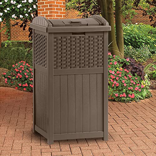 Suncast Trash Hideaway 33 Gallon Resin Wicker Outdoor Garbage Container (8 Pack)