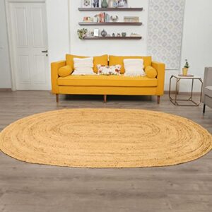 jute rug natural fibers woven boho reversible runner rug carpet oval 3x5 feet
