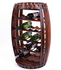 vintiquewise rustic barrel shaped wooden wine rack for 23 bottles