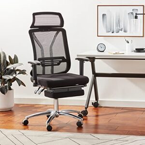 CangLong Ergonomic High Back Office Reclining Computer, Large Gaming Desk Chair with Headrest Adjustable Footrest and Lumber Support, Black