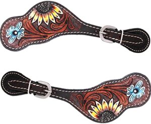 challenger horse western riding cowboy boots leather spur straps tack 74hr02