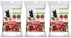 kaytee 6 pack of small pet treat sticks with superfoods, 2.75 ounces each, strawberry and flax seed flavor for guinea pigs, adult pet rabbits, hamsters and other small animals