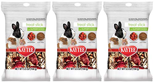 Kaytee 6 Pack of Small Pet Treat Sticks with Superfoods, 2.75 Ounces Each, Strawberry and Flax Seed Flavor for Guinea Pigs, Adult Pet Rabbits, Hamsters and Other Small Animals