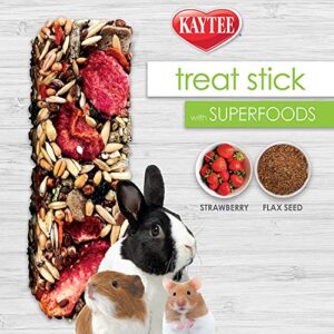 Kaytee 6 Pack of Small Pet Treat Sticks with Superfoods, 2.75 Ounces Each, Strawberry and Flax Seed Flavor for Guinea Pigs, Adult Pet Rabbits, Hamsters and Other Small Animals