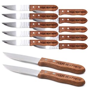 Custom Monogrammed Wood Steak Knives - Couples Housewarming Gift - Engraved and Personalized (12)