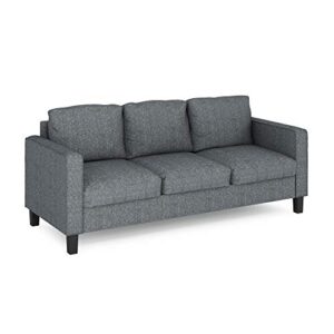 furinno bayonne modern upholstered 3-seater sofa couch for living room, gunmetal