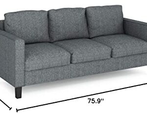 Furinno Bayonne Modern Upholstered 3-Seater Sofa Couch for Living Room, Gunmetal