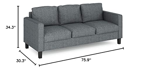 Furinno Bayonne Modern Upholstered 3-Seater Sofa Couch for Living Room, Gunmetal