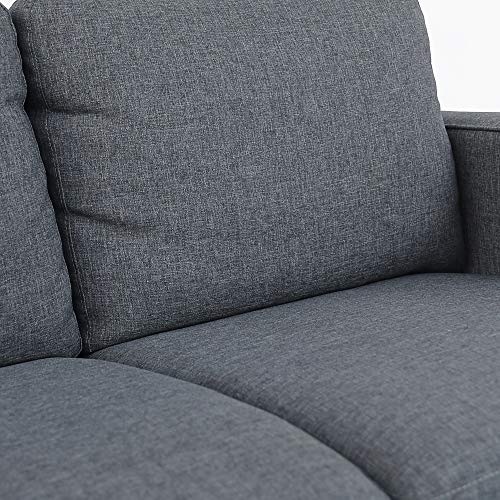 Furinno Bayonne Modern Upholstered 3-Seater Sofa Couch for Living Room, Gunmetal