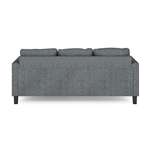 Furinno Bayonne Modern Upholstered 3-Seater Sofa Couch for Living Room, Gunmetal