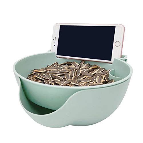 ONEYIM Multi-function Snack Box Storage Box Double Layer Container Household Snack Serving Dish Organizer - Perfect For Snacks, Fruit, or Pistachio/Sunflower Seeds Storage Box- Bonus Phone Slot