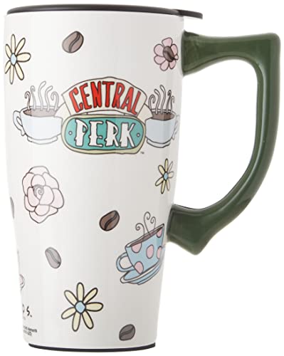 Spoontiques - Ceramic Travel Mugs - Central Perk Cup - Hot or Cold Beverages - Gift for Coffee Lovers