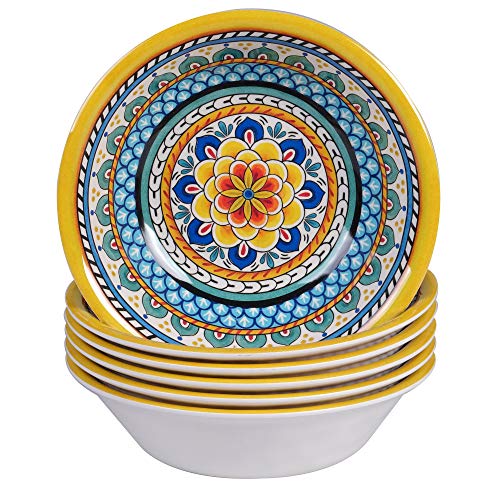 Certified International Portofino 7.5" Melamine All Purpose Bowl, Set of 6, Multi Colored