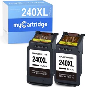 mycartridge 240 xl black remanufactured ink cartridge replacement for canon 240xl 240 pg-240xl pg-240 use with pixma mg3620 mg3520 mg3120 (2 pack)
