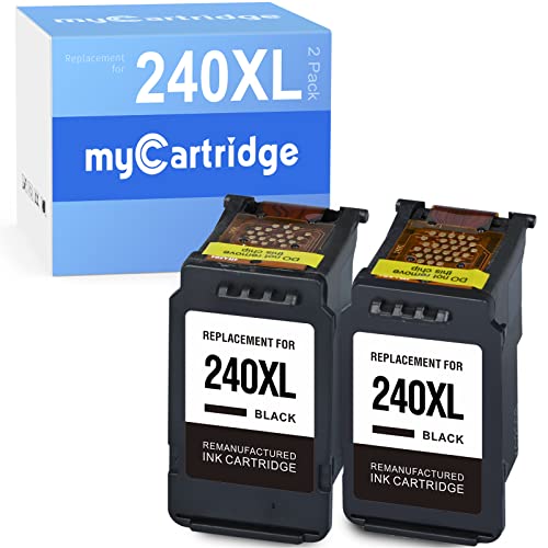 MYCARTRIDGE 240 XL Black Remanufactured Ink Cartridge Replacement for Canon 240XL 240 PG-240XL PG-240 Use with PIXMA MG3620 MG3520 MG3120 (2 Pack)