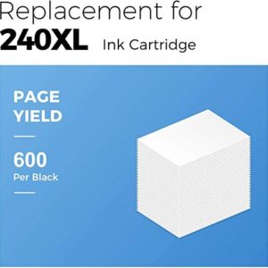 MYCARTRIDGE 240 XL Black Remanufactured Ink Cartridge Replacement for Canon 240XL 240 PG-240XL PG-240 Use with PIXMA MG3620 MG3520 MG3120 (2 Pack)