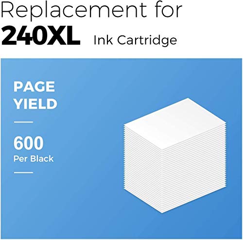 MYCARTRIDGE 240 XL Black Remanufactured Ink Cartridge Replacement for Canon 240XL 240 PG-240XL PG-240 Use with PIXMA MG3620 MG3520 MG3120 (2 Pack)