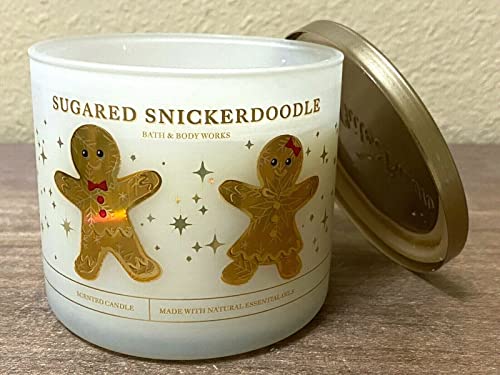 Bath and Body Works 3 Wick Scented Candle Sugared Snicker Doodle 14.5 Ounce (Warm Spices, Creamy Vanilla, Sugared Musk)