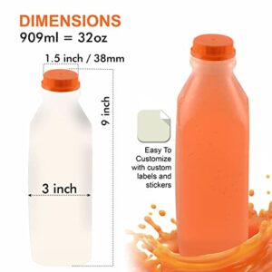 [50 PACK] Empty Plastic Juice Bottles with Tamper Evident Caps 32 OZ - Smoothie Bottles - Ideal for Juices, Milk, Smoothies, Picnic's and even Meal Prep by EcoQuality Juice Containers