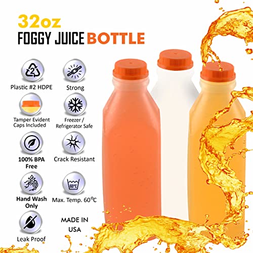 [50 PACK] Empty Plastic Juice Bottles with Tamper Evident Caps 32 OZ - Smoothie Bottles - Ideal for Juices, Milk, Smoothies, Picnic's and even Meal Prep by EcoQuality Juice Containers