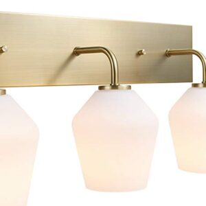 Globe Electric 51615 Raja 3-Light Vanity Light, Matte Brass, Opal Glass Shades