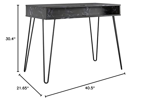 Novogratz Athena Computer Storage, Black Marble Desk