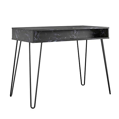 Novogratz Athena Computer Storage, Black Marble Desk