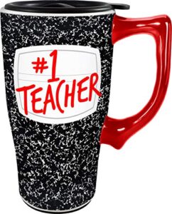 spoontiques - ceramic travel mugs - # 1 teacher cup - hot or cold beverages - gift for coffee lovers