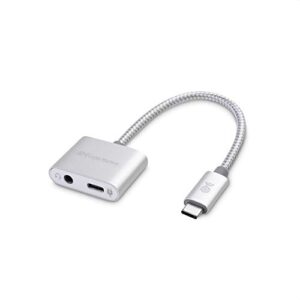 Cable Matters Premium Braided USB C Audio Adapter Sound Card with 3.5mm Headphone Mic Combo Jack and 60W Charging for Laptop and Smartphone