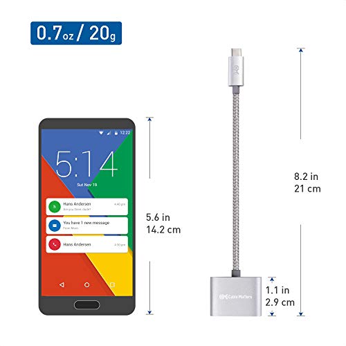 Cable Matters Premium Braided USB C Audio Adapter Sound Card with 3.5mm Headphone Mic Combo Jack and 60W Charging for Laptop and Smartphone