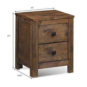 Giantex Nightstand with 2 Sliding Drawers, Full Assembled Rustic Multipurpose Storage Beside Table for Bedroom, Wooden Storage Cabinet End Table (2, Coffee)