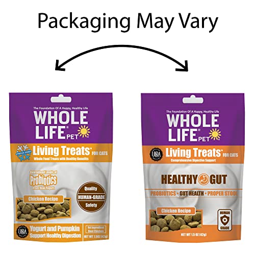 Whole Life Pet Living Treats for Cats – Healthy Gut with Chicken and Yogurt – Human Grade, Probiotics, Easy Digestion, Sensitive Stomachs - Made in The USA