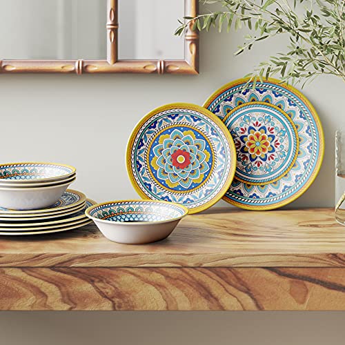 Certified International Portofino 12 Piece Melamine Dinnerware Set, Service for 4, Multi Colored