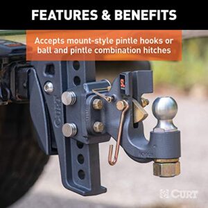 CURT 45950 Rebellion XD Adjustable Cushion Hitch Pintle Mount Plate Attachment, Shank Required