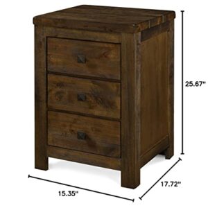 Finch Stratford Farmhouse Wooden Nightstand with 2 Drawers, Bedside End Table, Space Saving Design, Rustic Brown