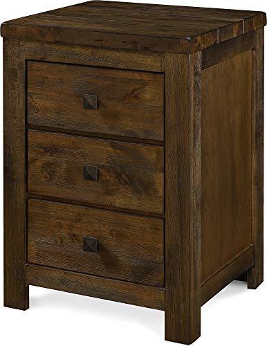 Finch Stratford Farmhouse Wooden Nightstand with 2 Drawers, Bedside End Table, Space Saving Design, Rustic Brown