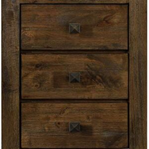 Finch Stratford Farmhouse Wooden Nightstand with 2 Drawers, Bedside End Table, Space Saving Design, Rustic Brown