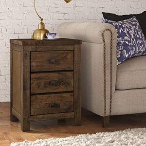 Finch Stratford Farmhouse Wooden Nightstand with 2 Drawers, Bedside End Table, Space Saving Design, Rustic Brown