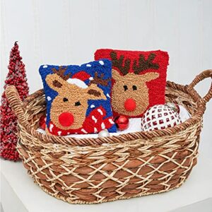 C&F Home Reindeer Games Petite Hooked Christmas Pillow 8 x 8 Red