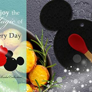 Disney Mickey and Minnie Mouse 100% Silicone Trivets, 2pk - Multipurpose Flexible Kitchen Tools that Serve as Pot Holders, Spoon Rest, Jar Opener, or Heat Resistant Hot Pads up to 500 degrees F