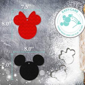 Disney Mickey and Minnie Mouse 100% Silicone Trivets, 2pk - Multipurpose Flexible Kitchen Tools that Serve as Pot Holders, Spoon Rest, Jar Opener, or Heat Resistant Hot Pads up to 500 degrees F