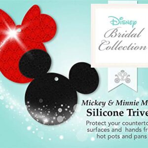 Disney Mickey and Minnie Mouse 100% Silicone Trivets, 2pk - Multipurpose Flexible Kitchen Tools that Serve as Pot Holders, Spoon Rest, Jar Opener, or Heat Resistant Hot Pads up to 500 degrees F