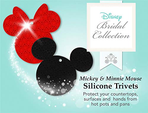 Disney Mickey and Minnie Mouse 100% Silicone Trivets, 2pk - Multipurpose Flexible Kitchen Tools that Serve as Pot Holders, Spoon Rest, Jar Opener, or Heat Resistant Hot Pads up to 500 degrees F